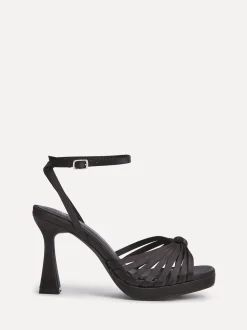Satin noir - Sandales à talons Linzi Socialite à lanières et plateforme
