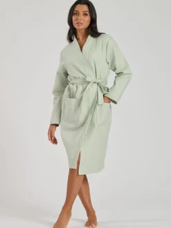 sauge - Peignoir gaufré Loungeable 100% coton