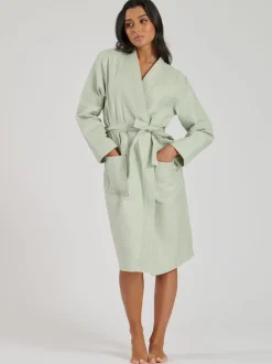 sauge - Peignoir gaufré Loungeable 100% coton