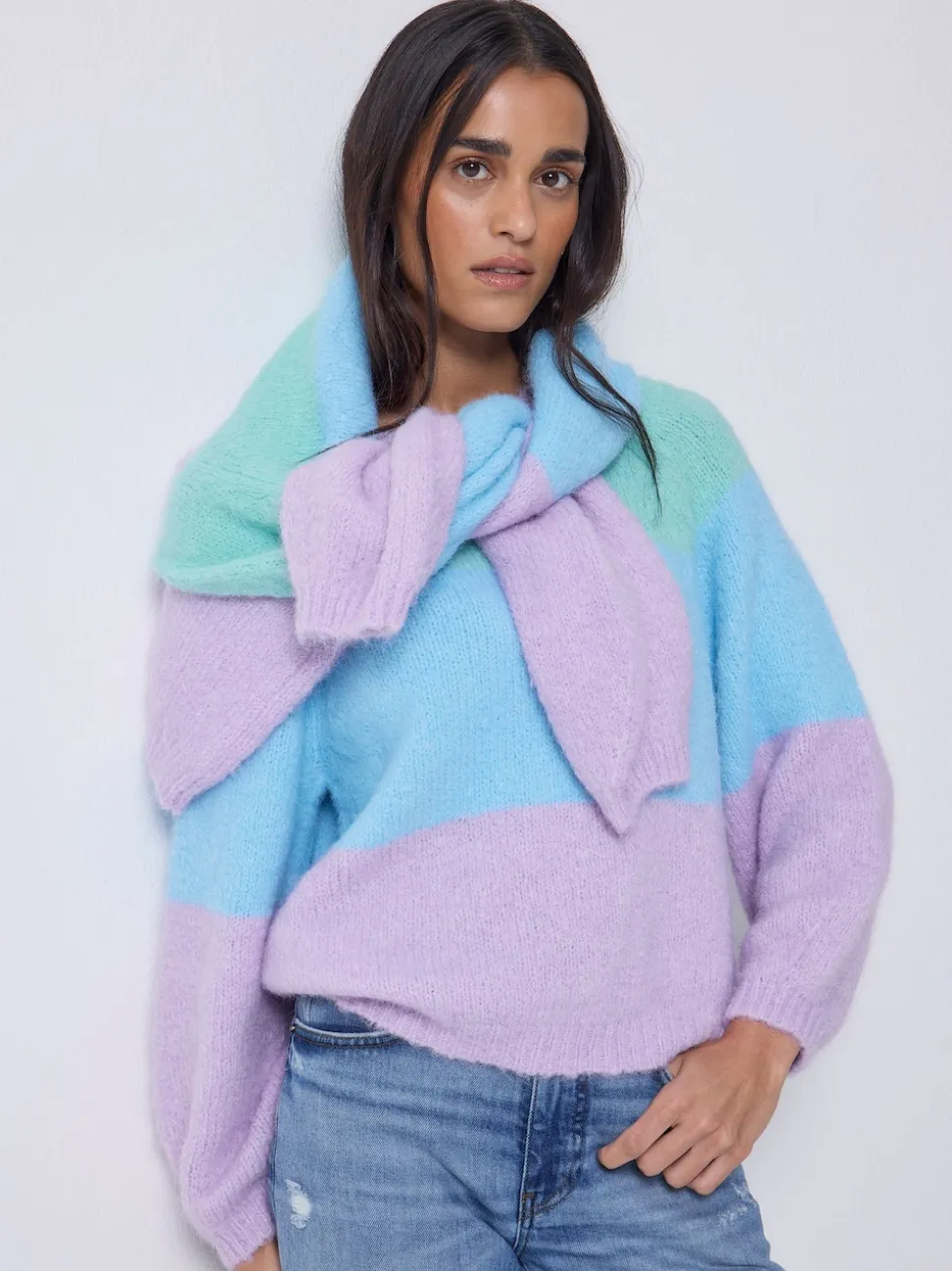SCAMP & DUDE Pull duveteux Colour Block