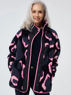 SCAMP & DUDE Veste en polaire à col cheminée boutonnée Shadow Mega Leopard & Lightning Bolt
