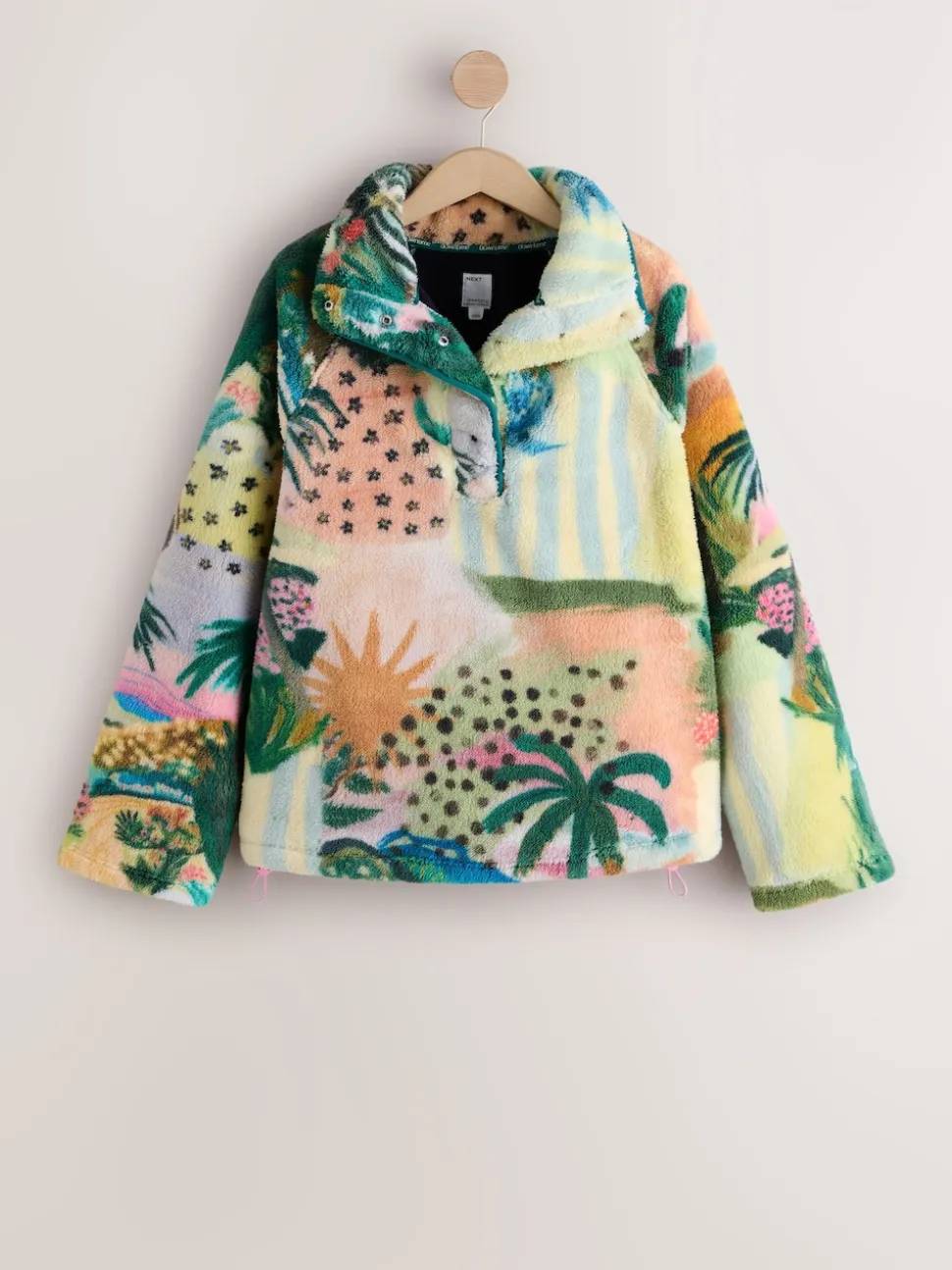 Scène tropicale orange - Haut en polaire imprimée en peau de mouton