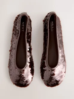 Sequins marron chocolat - Chaussures plates à sequins Forever Comfort® à bout rond