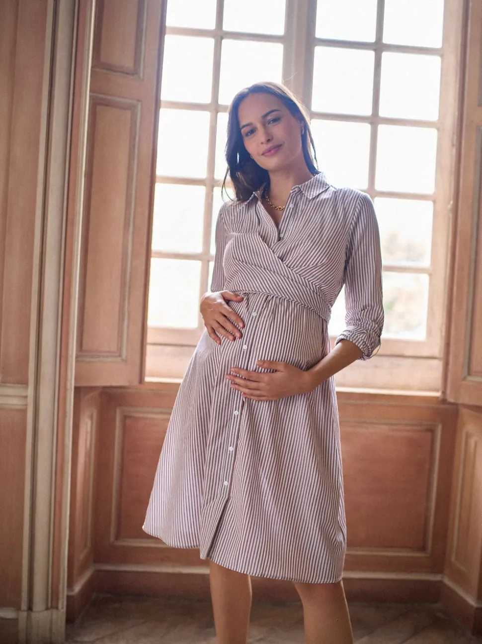 Seraphine Robe chemise mi-longue de Grossesse et d’Allaitement