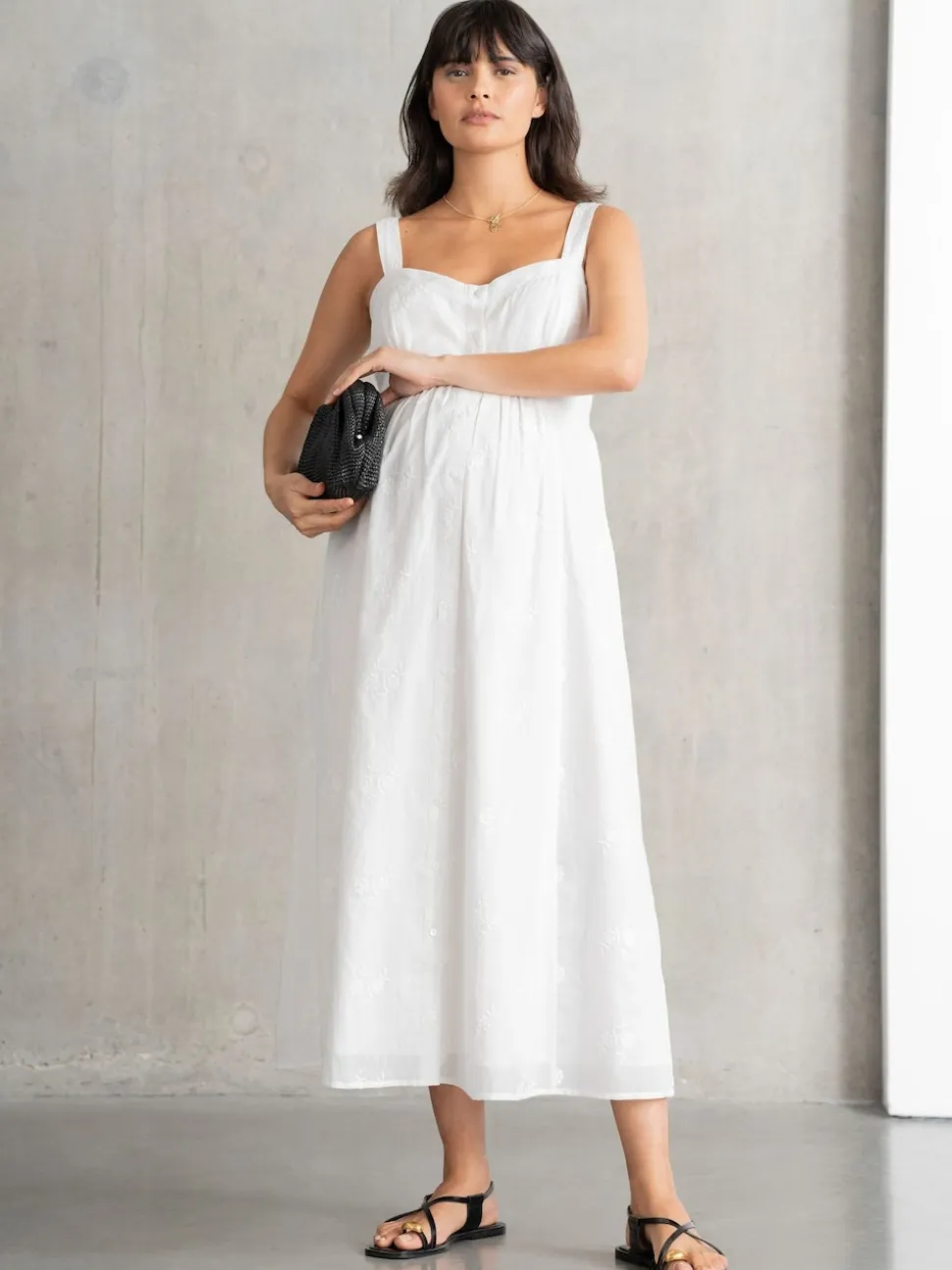 Seraphine Robe de Grossesse Col en V 100% Coton Blanc
