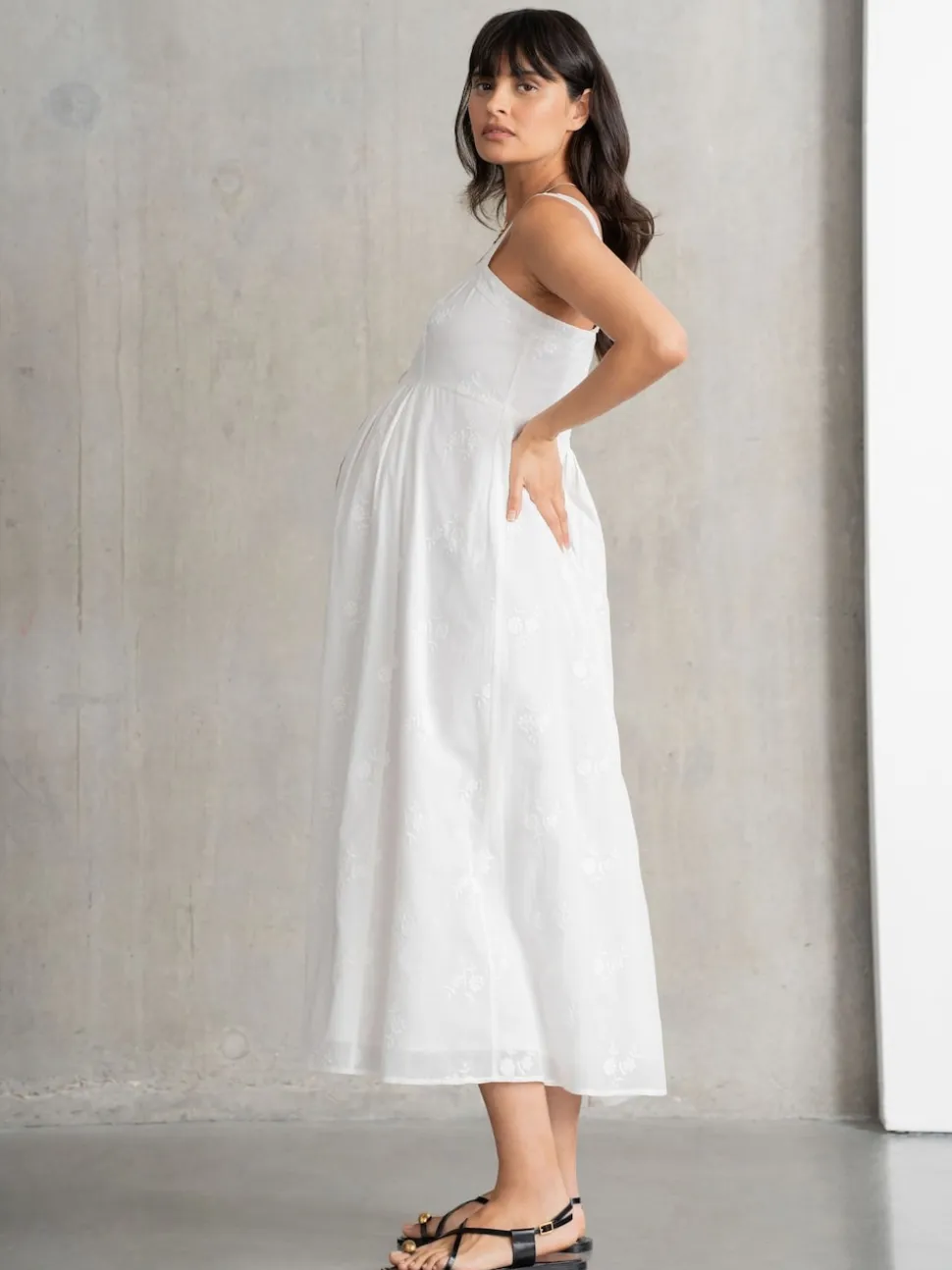 Seraphine Robe de Grossesse Col en V 100% Coton Blanc