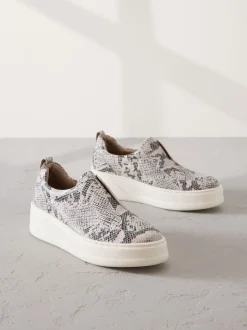 serpent - Baskets Signature en cuir à plateforme compensée épaisse