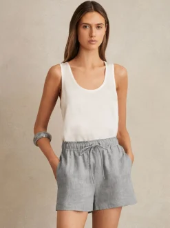Short en lin mélangé Reiss Willow à cordon de serrage