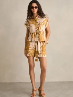 Short Reiss Avril à ceinture et imprimé palmier