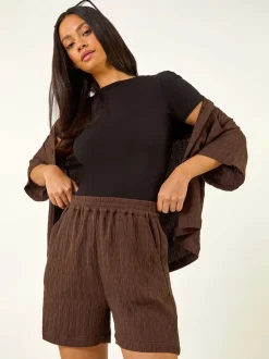 Short Roman texturé à taille élastique