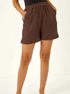 Short Roman texturé à taille élastique