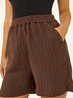 Short Roman texturé à taille élastique
