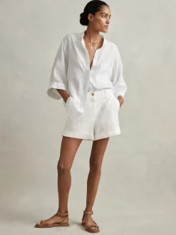 Shorts en lin teint en pièce Reiss Demi