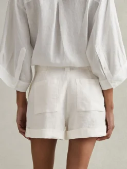 Shorts en lin teint en pièce Reiss Demi
