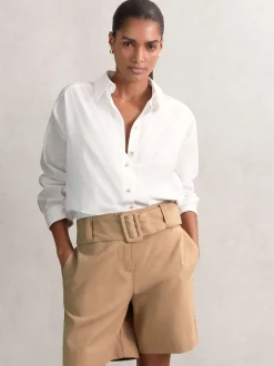 Shorts Reiss Harper ceinturés en coton mélangé et lin