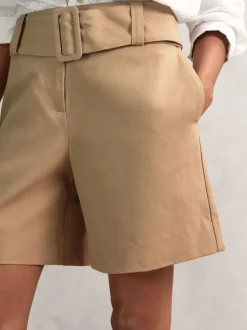 Shorts Reiss Harper ceinturés en coton mélangé et lin