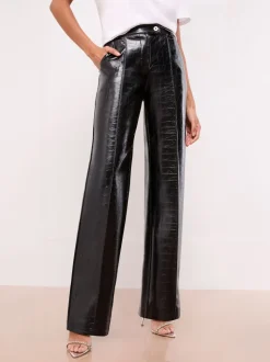 Similicuir noir croco - Pantalons Lipsy Amples habillés