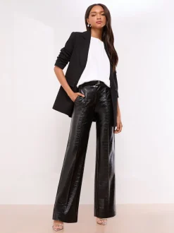 Similicuir noir croco - Pantalons Lipsy Amples habillés