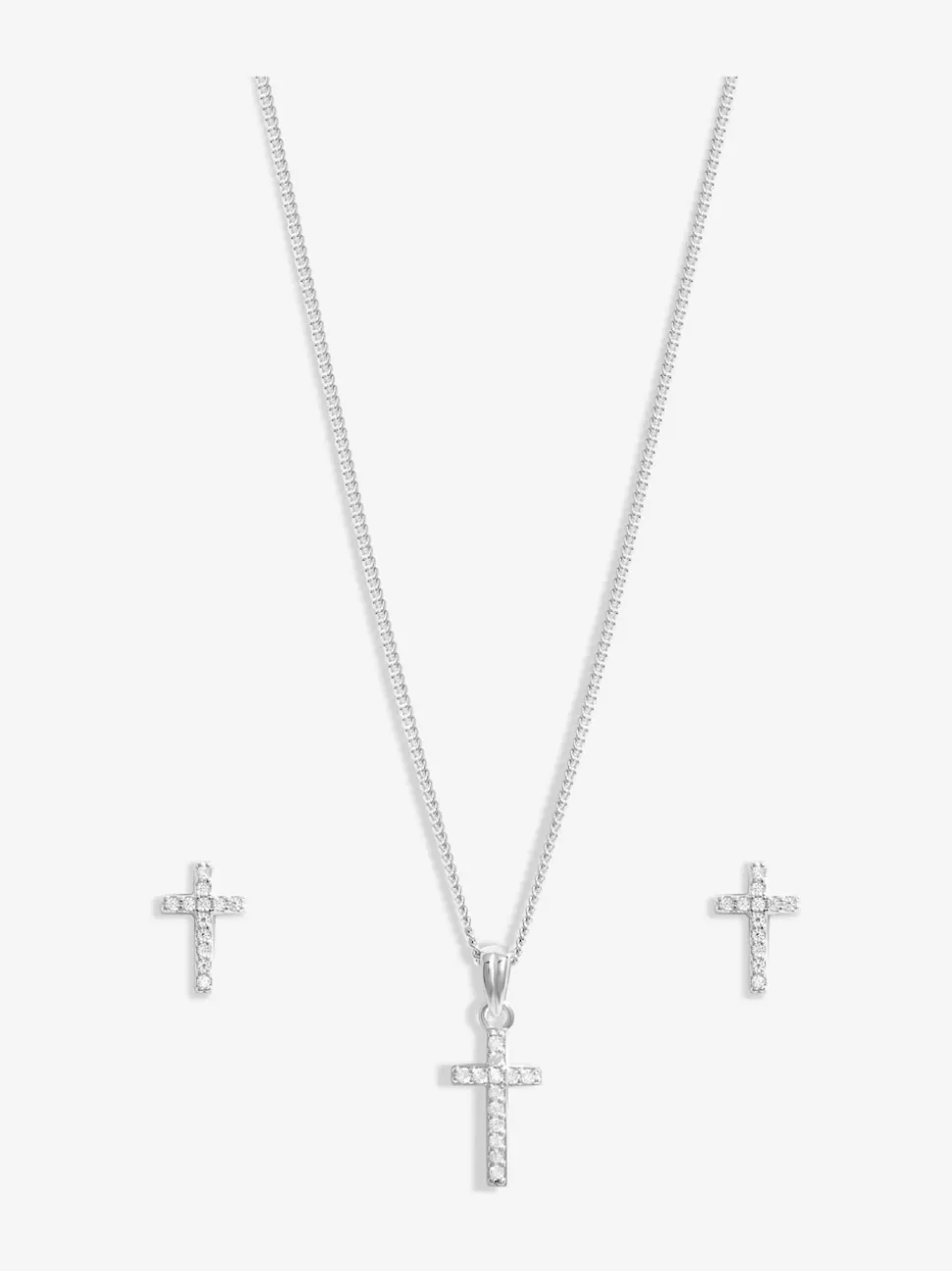 Simply Silver Tone 925 Croix en zircon cubique avec boîte cadeau