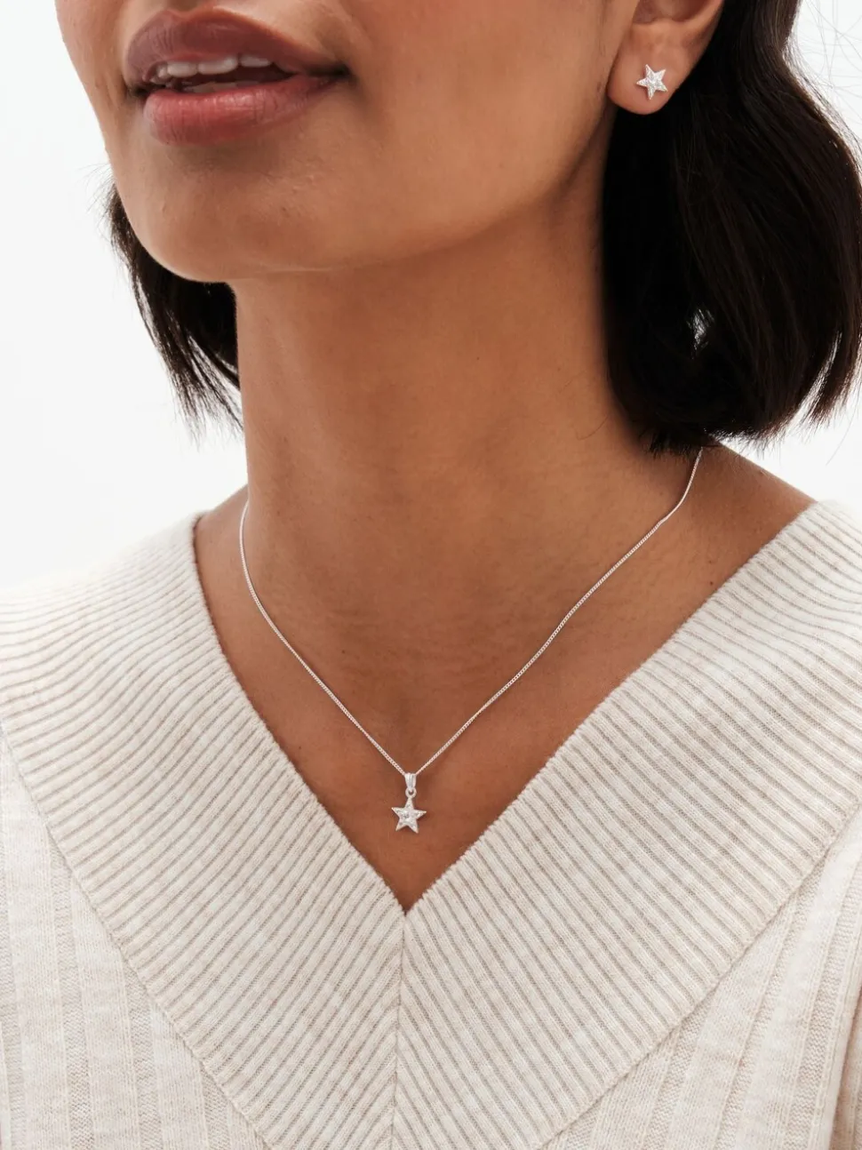 Simply Silver Tone 925 Cubic Zirconia Celestial Set With Gift Boxed