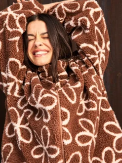 Skinnydip Veste Doodle Flower en peau de mouton marron