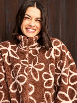 Skinnydip Veste Doodle Flower en peau de mouton marron