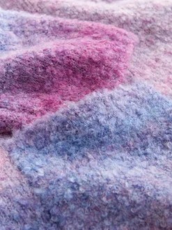 Spacedye rose/violet - Pull col rond bouclé en laine
