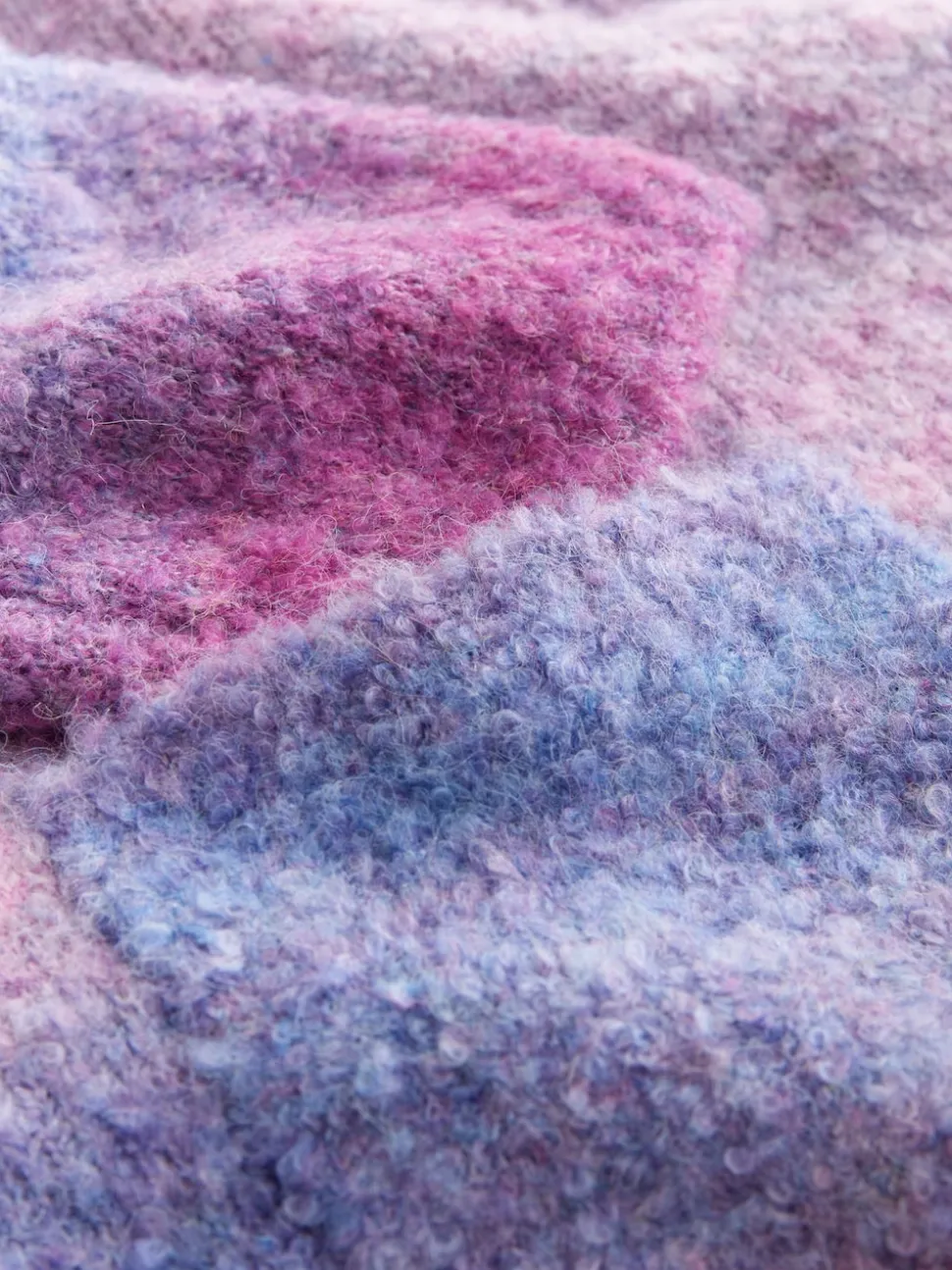 Spacedye rose/violet - Pull col rond bouclé en laine