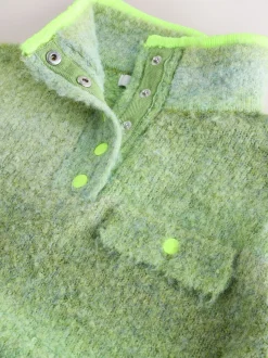 Spacedye vert - Pull à poche bouclée à col droit