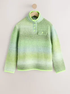 Spacedye vert - Pull à poche bouclée à col droit