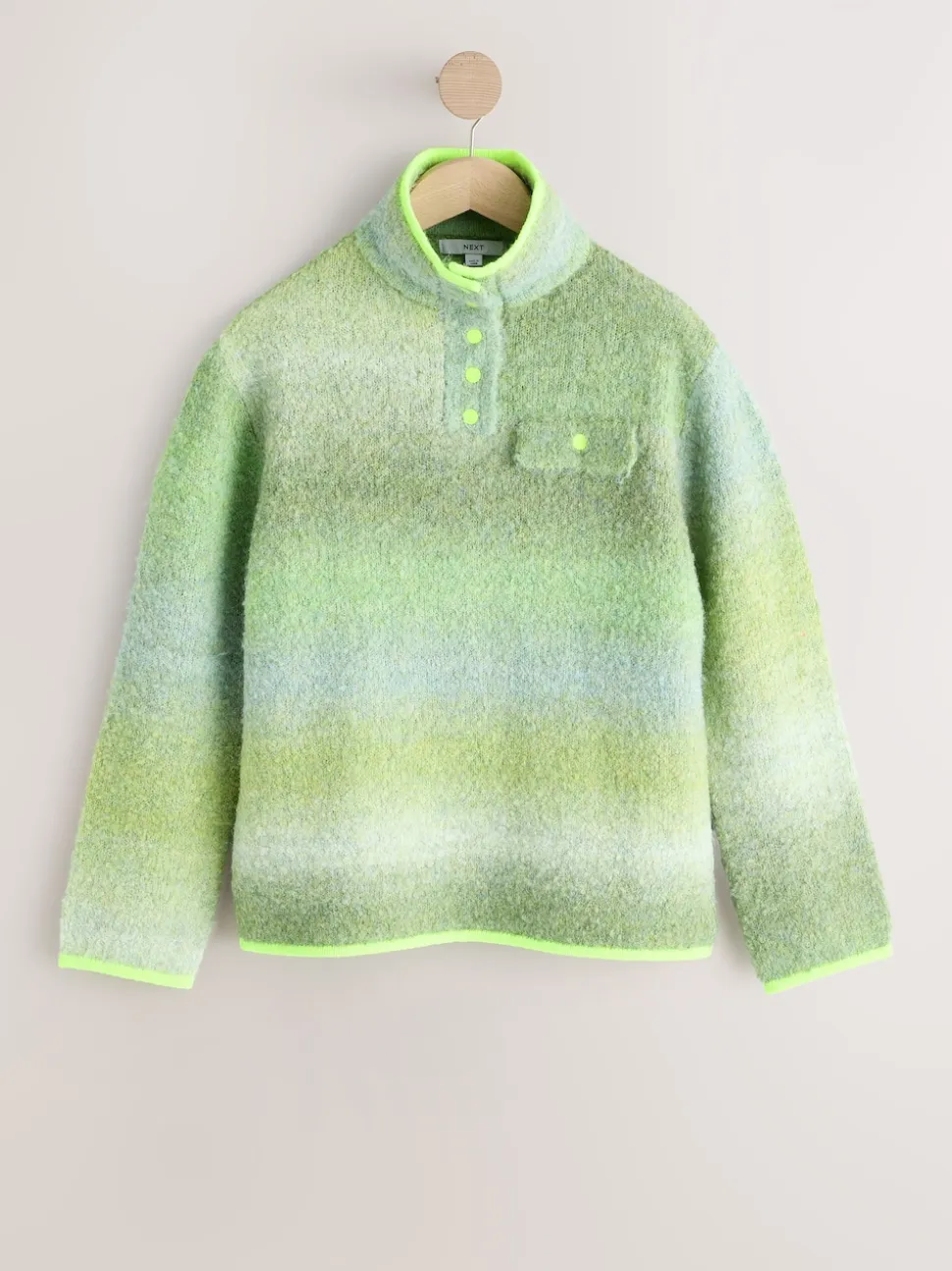 Spacedye vert - Pull à poche bouclée à col droit