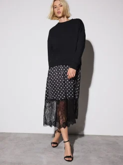 Spot Mono - Sweat-shirt 2en1 avec jupe mi-longue en satin