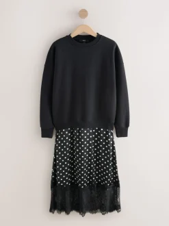 Spot Mono - Sweat-shirt 2en1 avec jupe mi-longue en satin