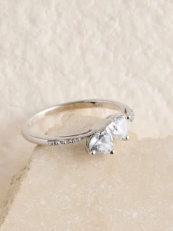 Sterling Argent - Bague cœur entrelacé