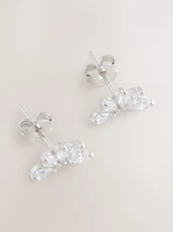 Sterling Argent - Boucles d’oreilles éventail en zircone cubique