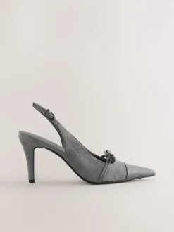 Suede grise - Chaussures à talons Forever Comfort® pointus en cuir avec nœud et bride arrière
