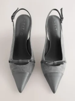 Suede grise - Chaussures à talons Forever Comfort® pointus en cuir avec nœud et bride arrière