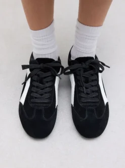 Suede noire - Baskets à lacets Forever Comfort® en cuir à semelle slim