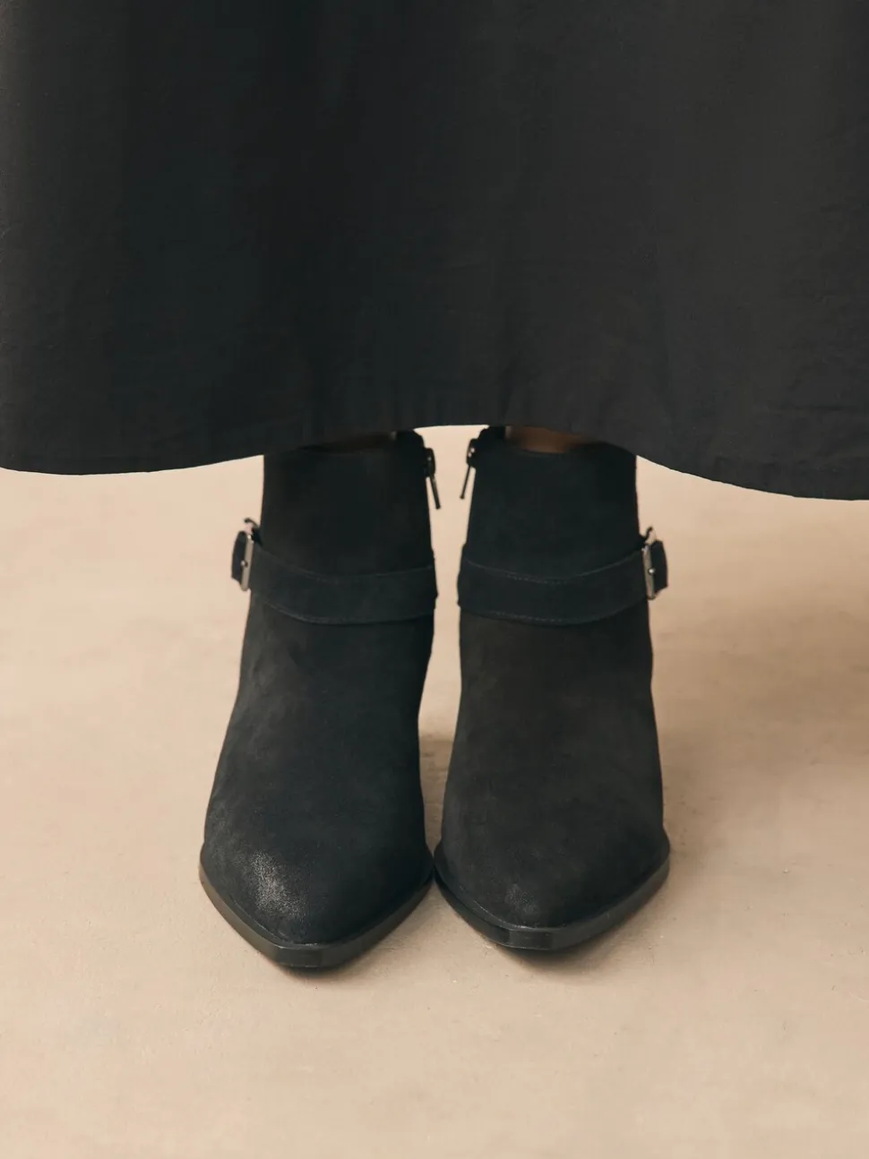 Suede noire - Bottes Forever Comfort® polies à brides de cheville