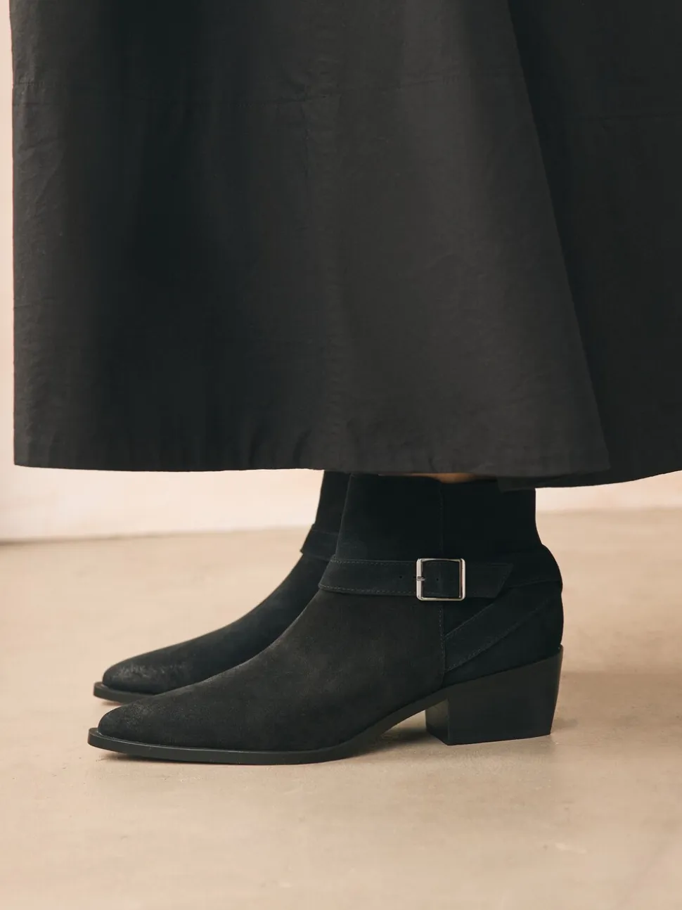 Suede noire - Bottes Forever Comfort® polies à brides de cheville