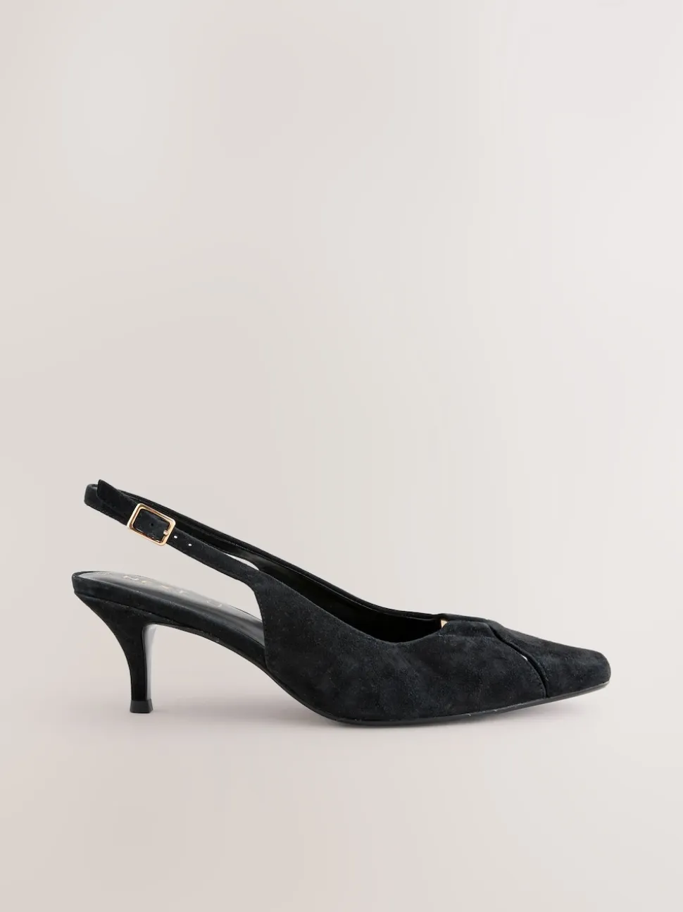 Suede noire - Chaussures à talons à bride arrière en cuir et détails découpés