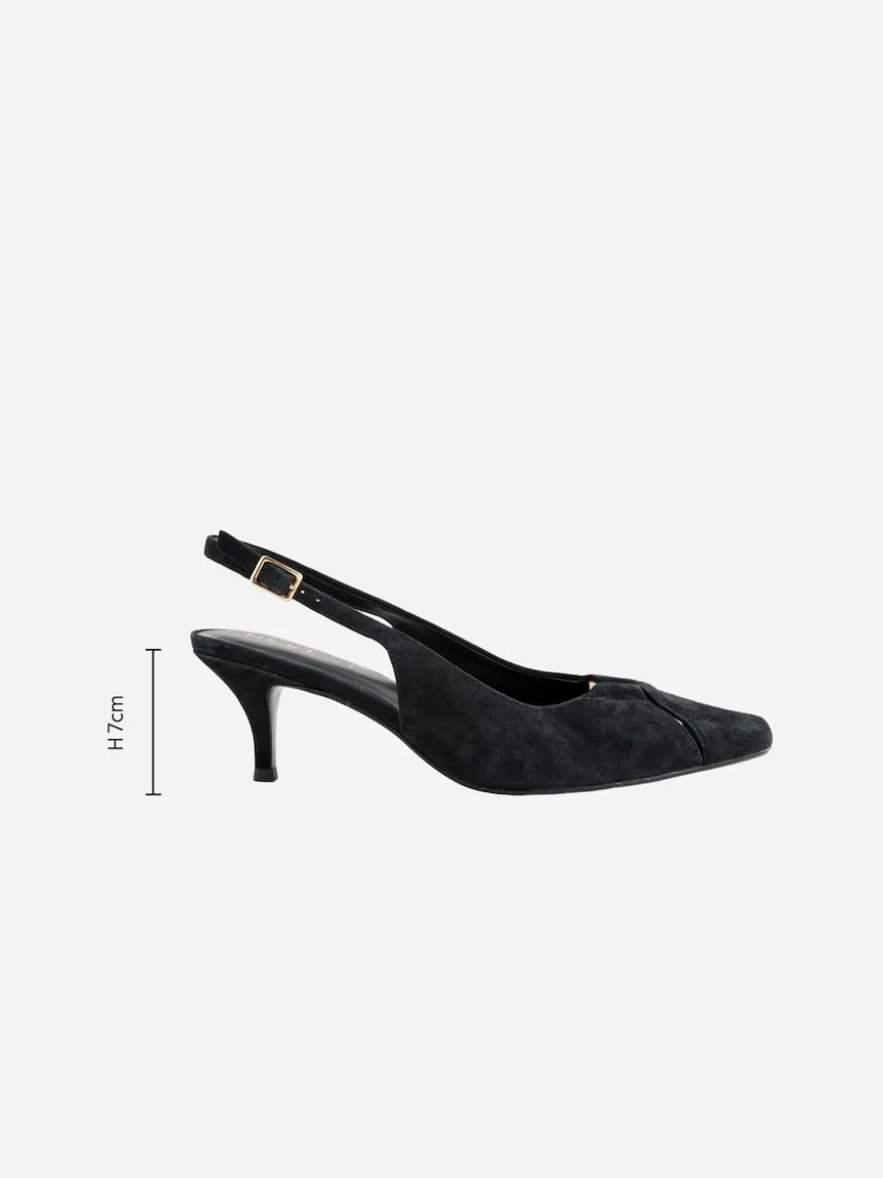 Suede noire - Chaussures à talons à bride arrière en cuir et détails découpés