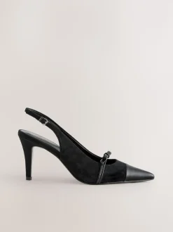 Suede noire - Chaussures à talons Forever Comfort® pointus en cuir avec nœud et bride arrière
