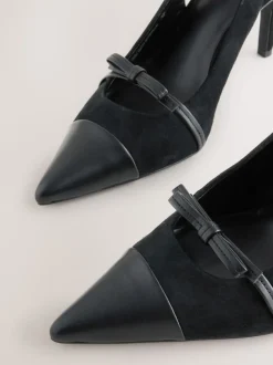 Suede noire - Chaussures à talons Forever Comfort® pointus en cuir avec nœud et bride arrière