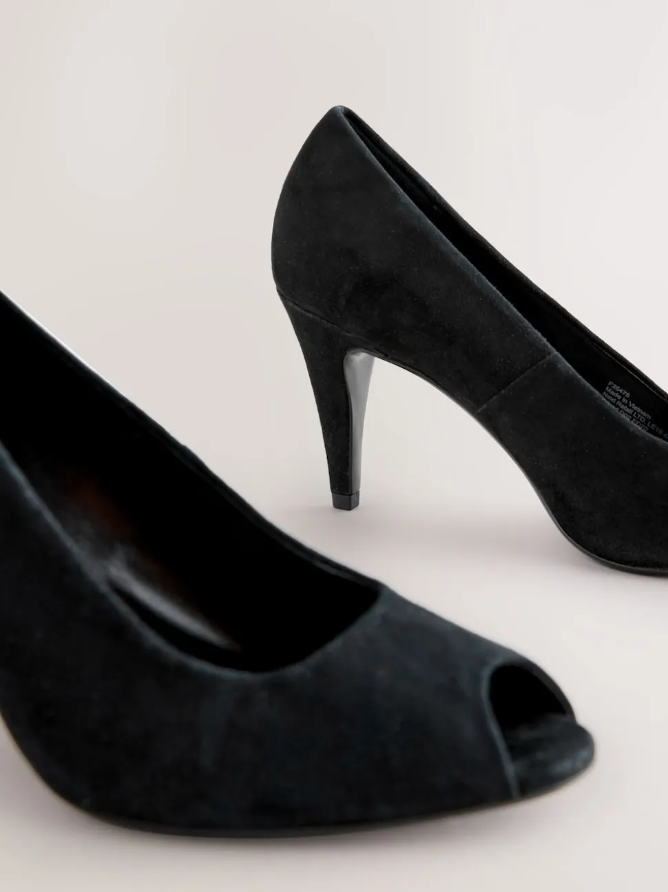 Suede noire - Chaussures à talons Bout ouvert en cuir haut de gamme