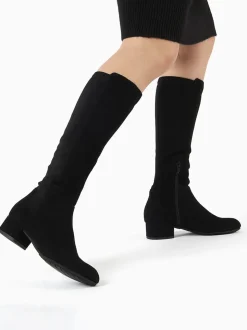 Suede noire - Dune London Bottes hautes élégantes et stretch Tayla