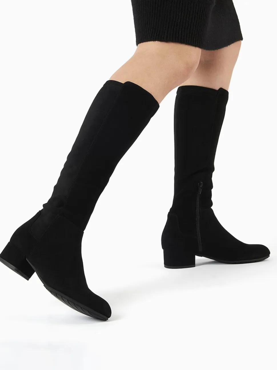 Suede noire - Dune London Bottes hautes élégantes et stretch Tayla