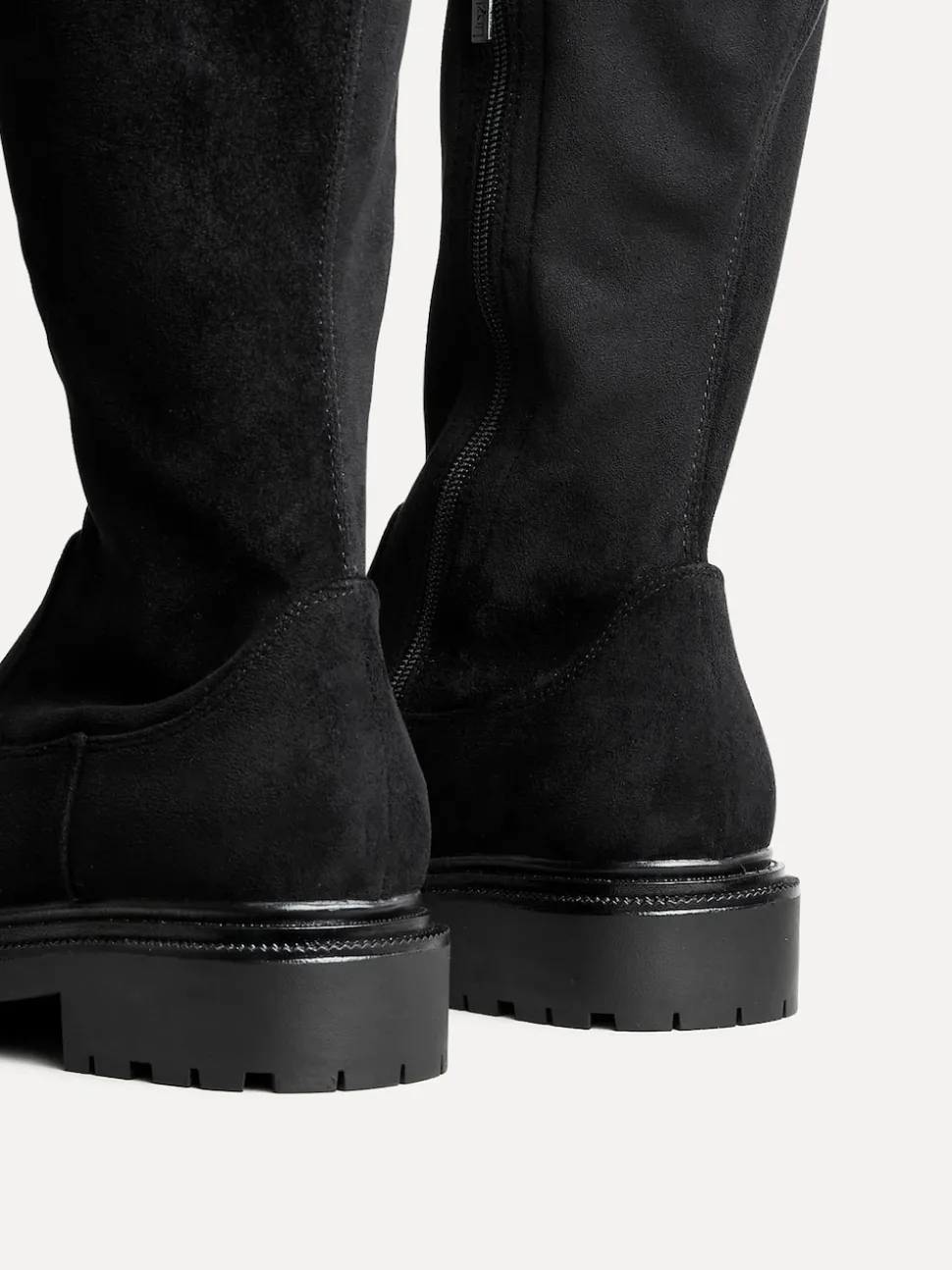 Suede noire - Linzi Briody Coupe large PU Extensible High Leg Bottes