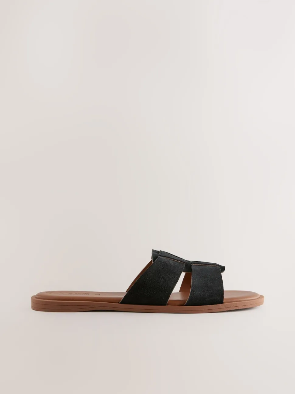 Suede noire - Sandales mules à fente