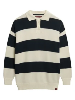Superdry pull de rugby à rayures souples en maille